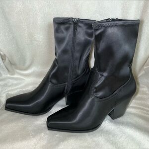 NEW Gianni Bini Satin Black Western Booties NWT